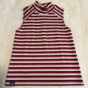 Oiselle Women's Love Mock Neck Tank Empire Stripe Size Small